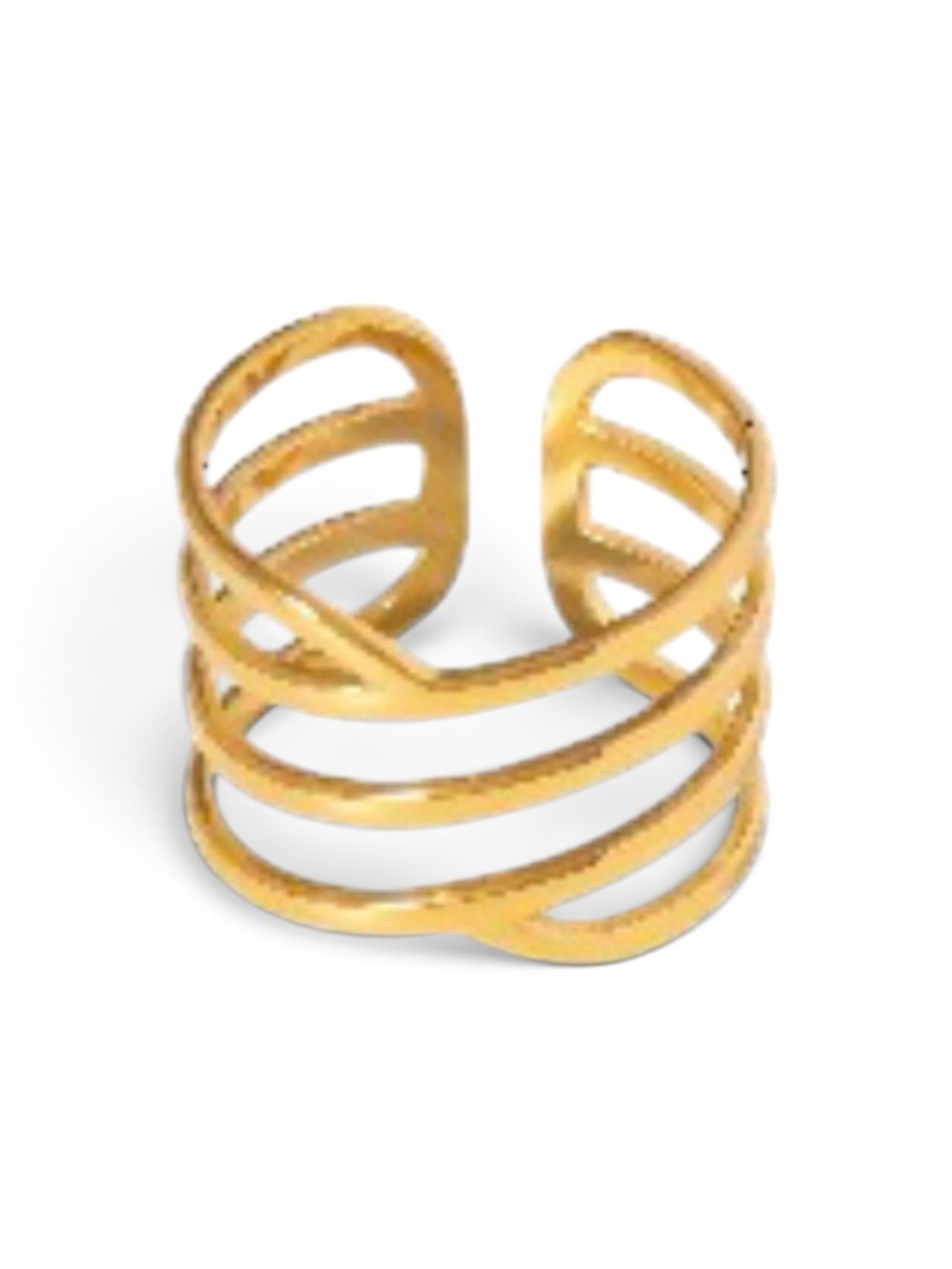 18k Gold plated Multi-Band Open Cuff Ring - Women Jewelry